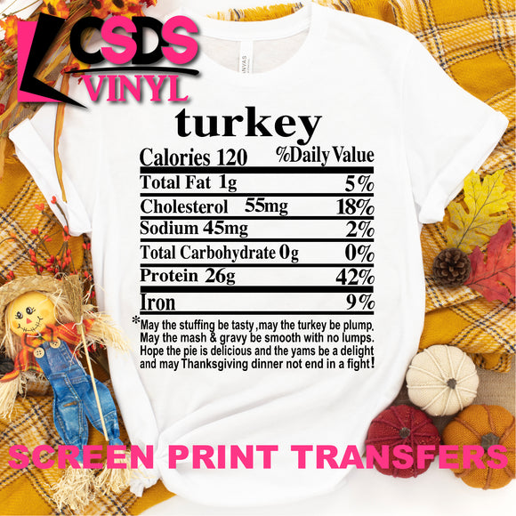 Screen Print Transfer - Turkey Food Ingredients - Black