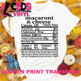 Screen Print Transfer - Macaroni & Cheese Food Ingredients - Black