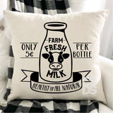 Screen Print Transfer - Farm Fresh Milk PILLOW/HOME DECOR - Black DISCONTINUED