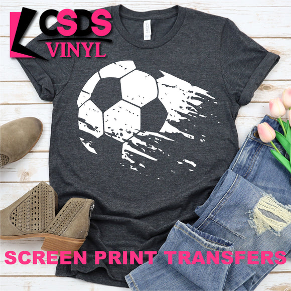 Screen Print Transfer - Distressed Soccer Ball - White