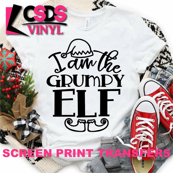 Screen Print Transfer - I am the Grumpy Elf - Black