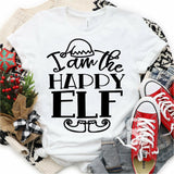 Screen Print Transfer - I am the Happy Elf - Black
