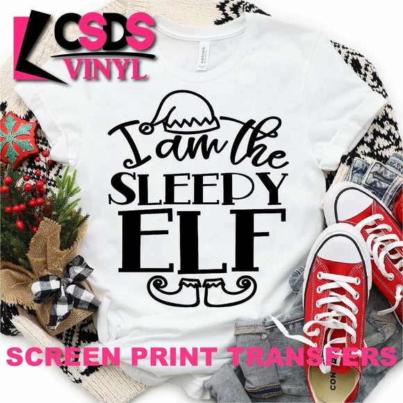 Screen Print Transfer - I am the Sleepy Elf - Black