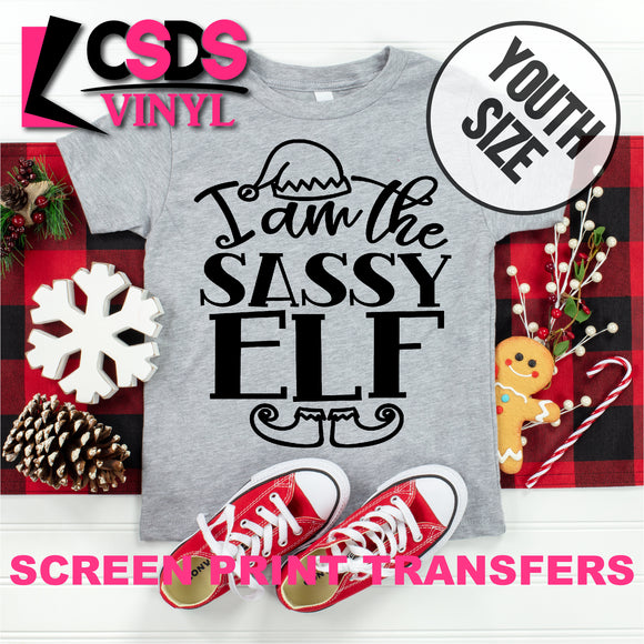 Screen Print Transfer - I am the Sassy Elf YOUTH - Black