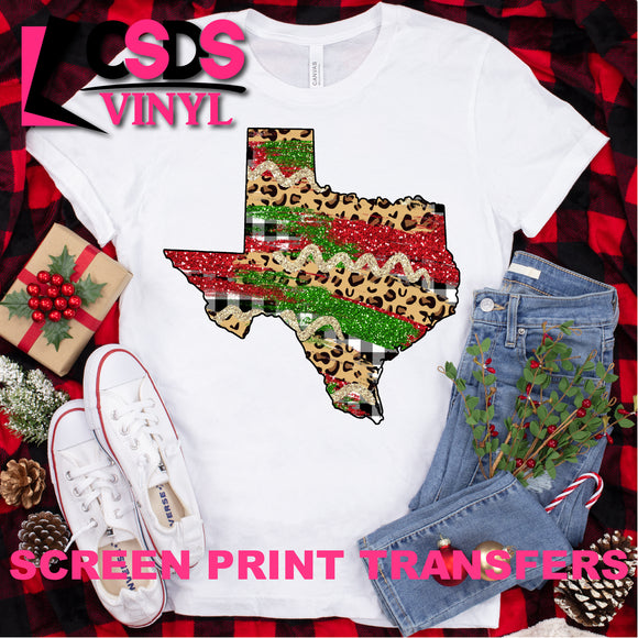 Screen Print Transfer - Plaid and Leopard Texas - Full Color *HIGH HEAT*