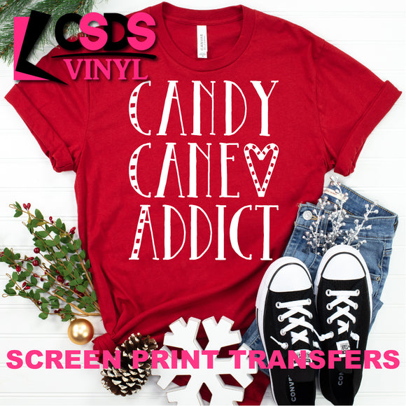 Screen Print Transfer - Candy Cane Addict - White