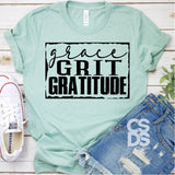 Screen Print Transfer - Grace Grit Gratitude - Black