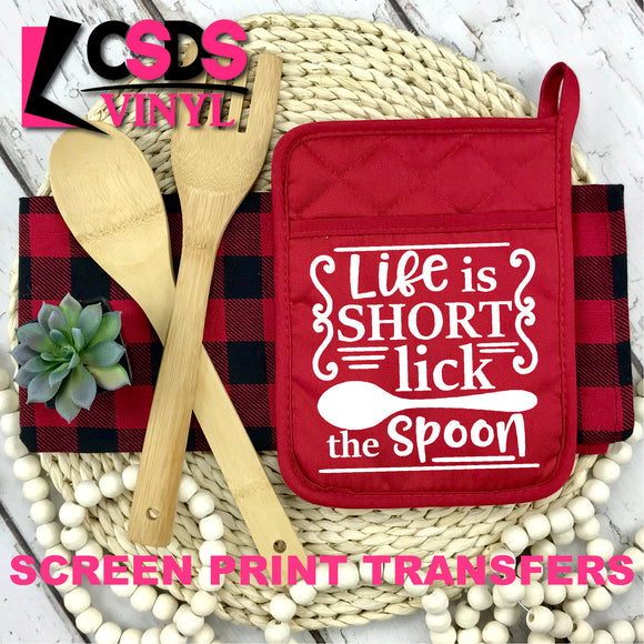 Screen Print Transfer - Lick the Spoon POTHOLDER/HOME DECOR - White
