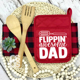 Screen Print Transfer - Flippin' Awesome Dad POTHOLDER/HOME DECOR - White