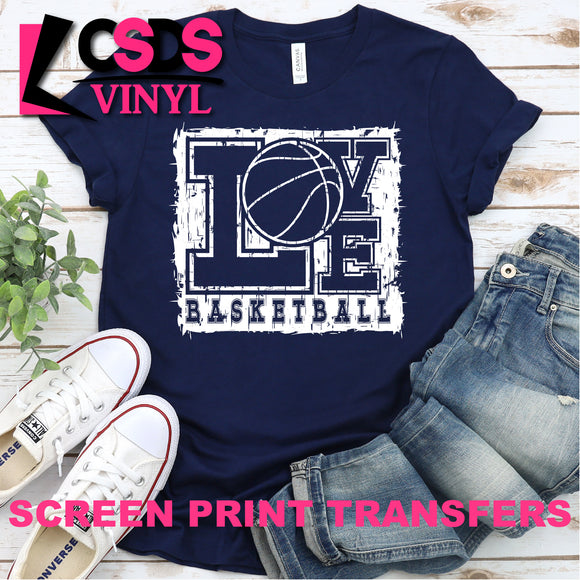 Screen Print Transfer - Love Basketball - White