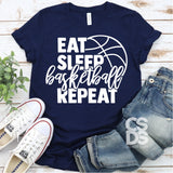 Screen Print Transfer - Eat Sleep Basketball Repeat - White