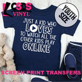 Screen Print Transfer - Just a Kid YOUTH - White