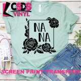 Screen Print Transfer - Floral NaNa- Black