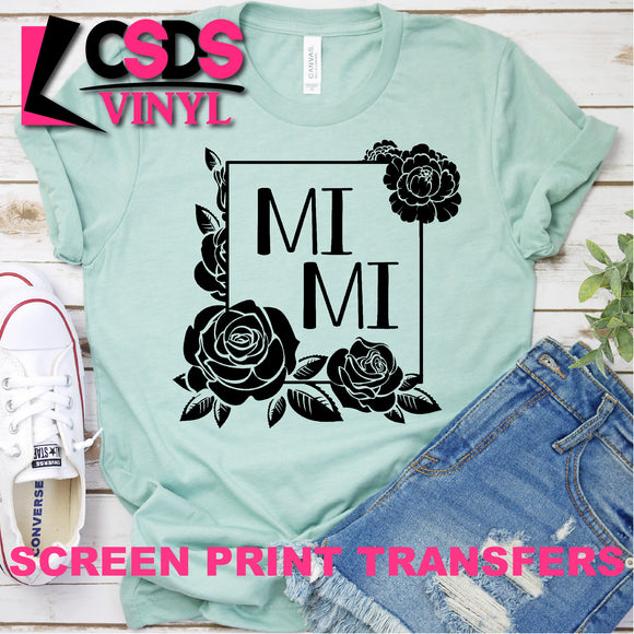 Screen Print Transfer - Floral MiMi- Black