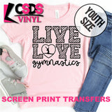 Screen Print Transfer - Live Love Gymnastics YOUTH - Black