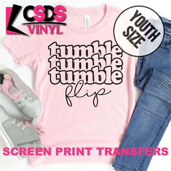 Screen Print Transfer - Tumble Tumble Tumble Flip YOUTH - Black