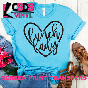 Screen Print Transfer - Lunch Lady Heart - Black