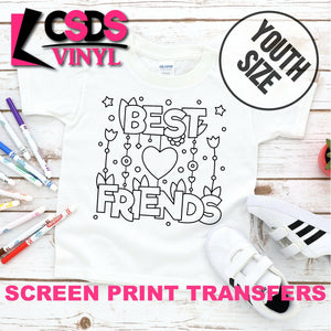 Screen Print Transfer - Best Friends Coloring Page YOUTH - Black