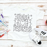 Screen Print Transfer - Best Friends Coloring Page YOUTH - Black
