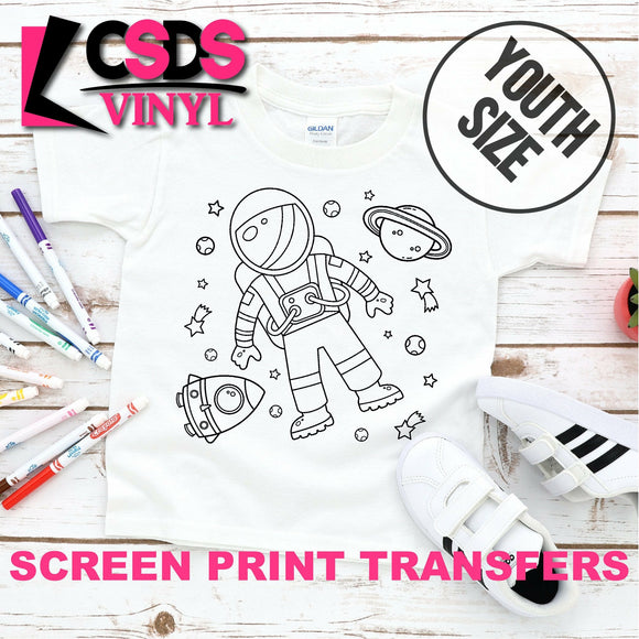 Screen Print Transfer - Astronaut Coloring Page YOUTH - Black