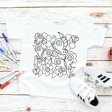 Screen Print Transfer - Flowers and Butterflies Coloring Page YOUTH - Black