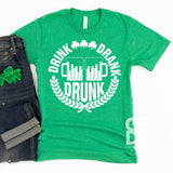 Screen Print Transfer - St. Patrick's Day Drink Drank Drunk - White