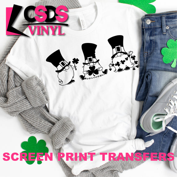 Screen Print Transfer - St. Patrick's Day Gnomes - Black