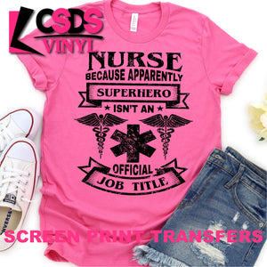 Screen Print Transfer - Nurse Official Job Title - Black