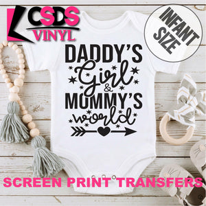 Screen Print Transfer - Daddy's Girl Mommy's World INFANT - Black