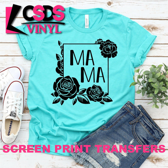 Screen Print Transfer - Floral Ma Ma - Black
