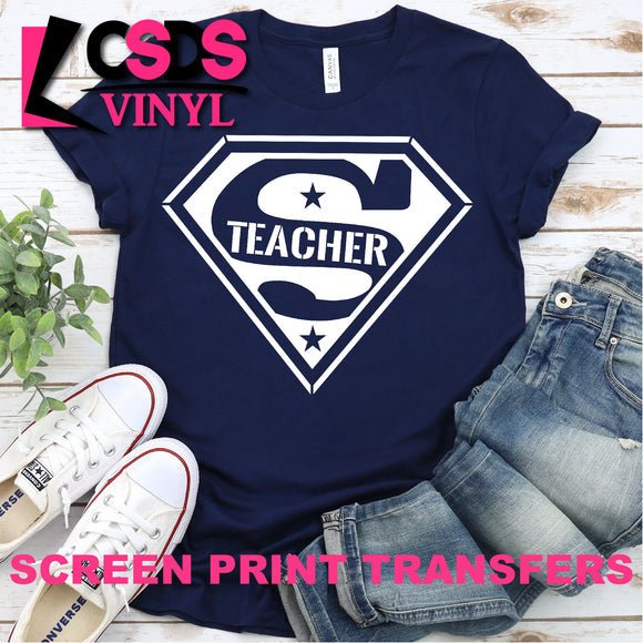 Screen Print Transfer - Super Teacher 2 - White