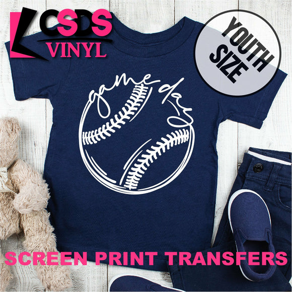 Screen Print Transfer - Game Day Baseball/Softball YOUTH - White