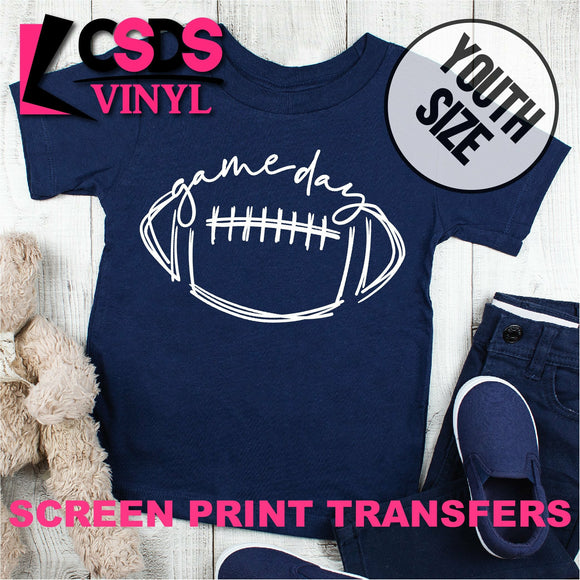 Screen Print Transfer - Game Day Football YOUTH - White