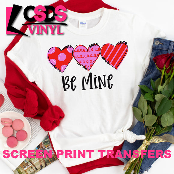 Screen Print Transfer - Be Mine Hearts - Full Color *HIGH HEAT*