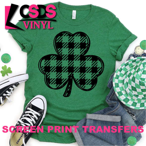 Screen Print Transfer - Plaid Clover - Black