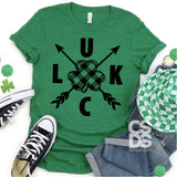 Screen Print Transfer - Luck Plaid Clover and Arrows - Black