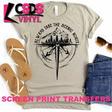 Screen Print Transfer - Always Take the Scenic Route Compass - Black