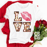 Screen Print Transfer - Love Marquee Lights with Pink Lips - Full Color *HIGH HEAT*