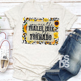 Screen Print Transfer - Tornado and Trailer Park Sunflowers - Full Color *HIGH HEAT* DISCONTINUED