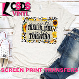 Screen Print Transfer - Tornado and Trailer Park Sunflowers - Full Color *HIGH HEAT* DISCONTINUED