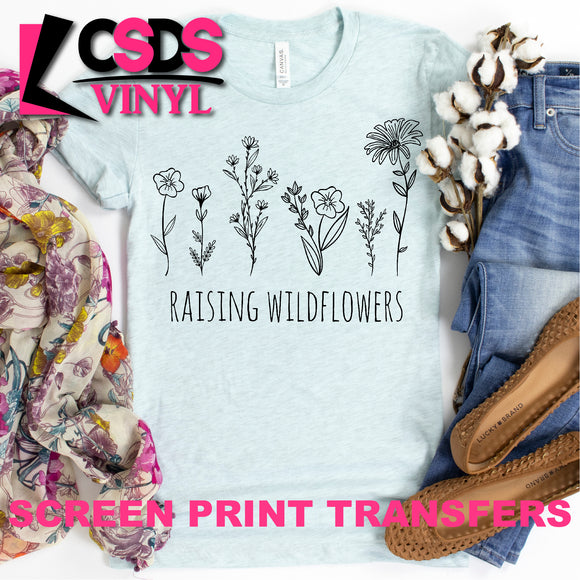 Screen Print Transfer - Raising Wildflowers - Black