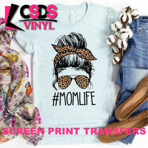 Screen Print Transfer - #Momlife Leopard - Full Color *HIGH HEAT*