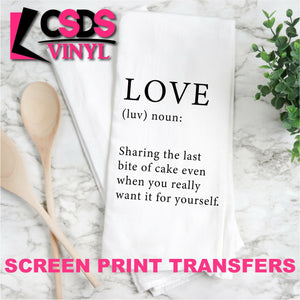 Screen Print Transfer - Love Definition TEA TOWEL/POT HOLDER - Black