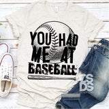 Screen Print Transfer - You Had Me at Baseball - Black