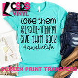Screen Print Transfer - Love Them #Auntielife - Black