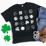 Screen Print Transfer - St. Patrick's Day Clover Collage YOUTH - White