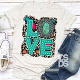 Screen Print Transfer - Turquoise Love - Full Color *HIGH HEAT*