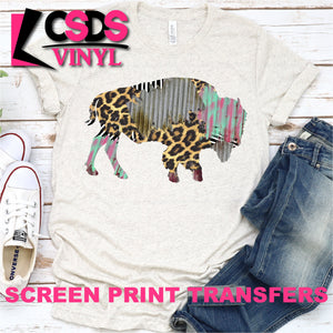Screen Print Transfer - Leopard Metal Buffalo - Full Color *HIGH HEAT* DISCONTINUED