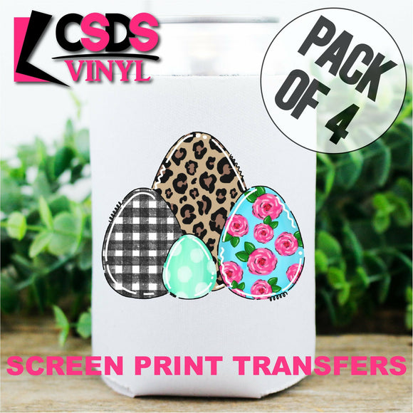 Screen Print Transfer - Plaid, Leopard, Floral Easter Eggs POCKET 4 PACK - Full Color