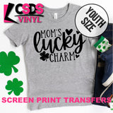 Screen Print Transfer - Mom's Lucky Charm YOUTH - Black